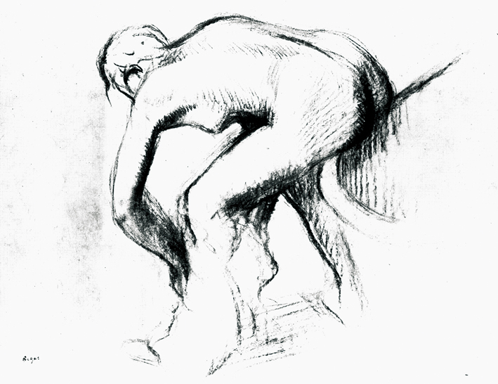  the tub edge drying her legs